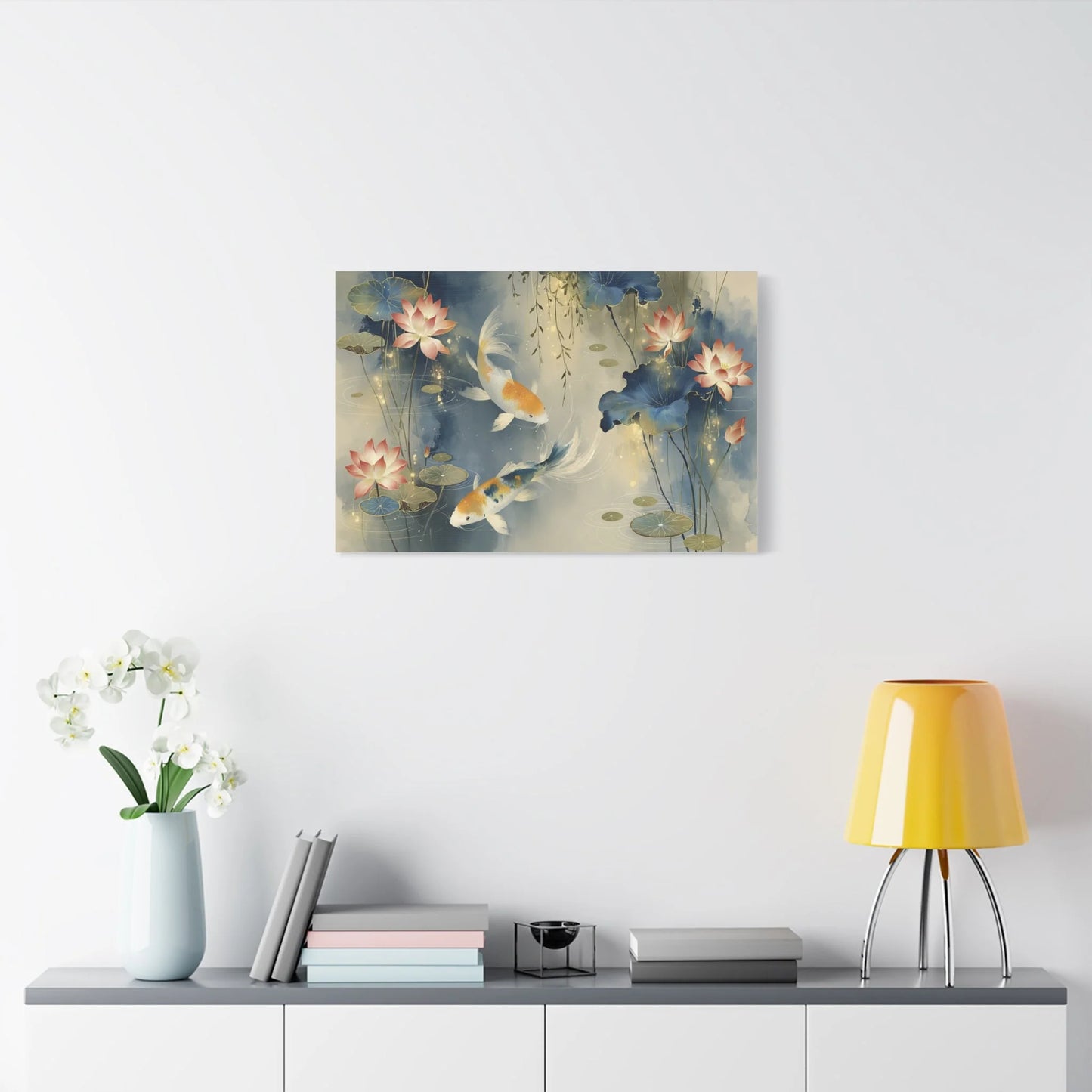 Tableau Koi étang zen format horizontal grand pan de mur