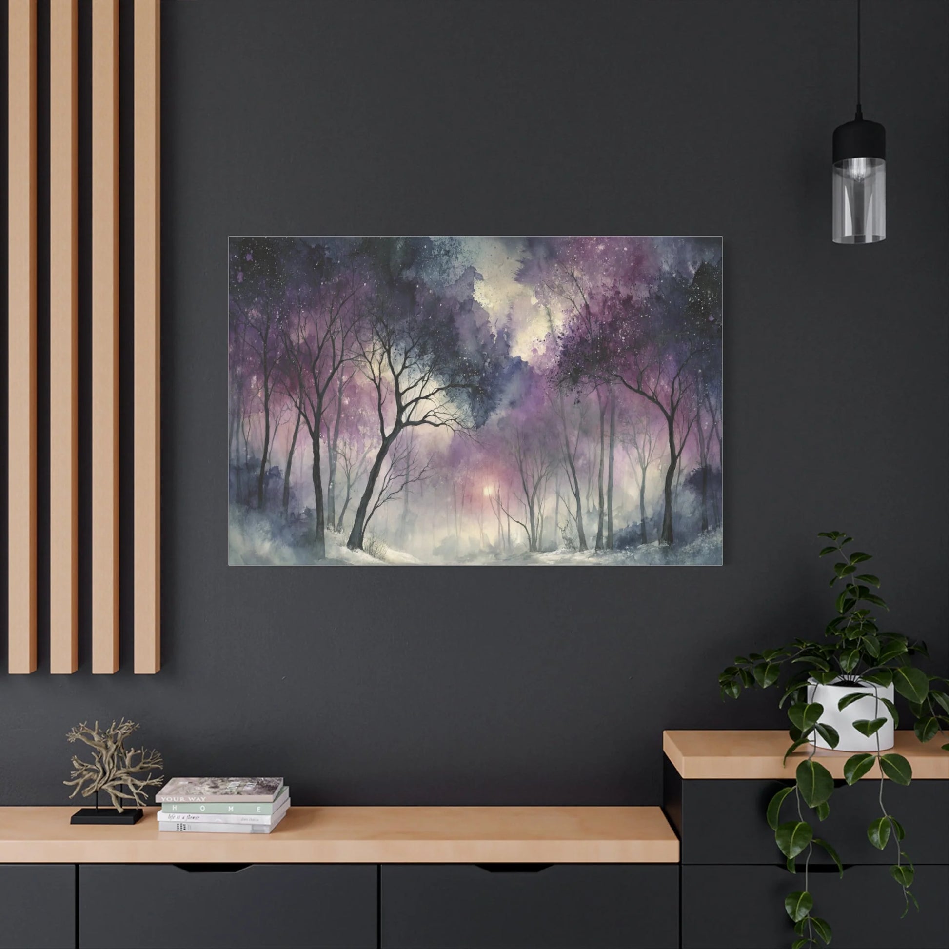 Tableau Forêt Violette - Bois Magique Nocturne — Art Virtuoso