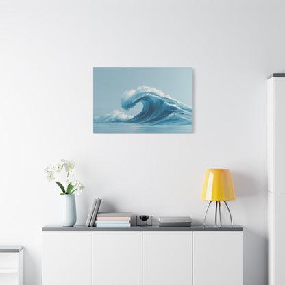 Grande vague bleue minimaliste avec ecume blanche sur fond clair - Art Virtuoso - vue 16/20