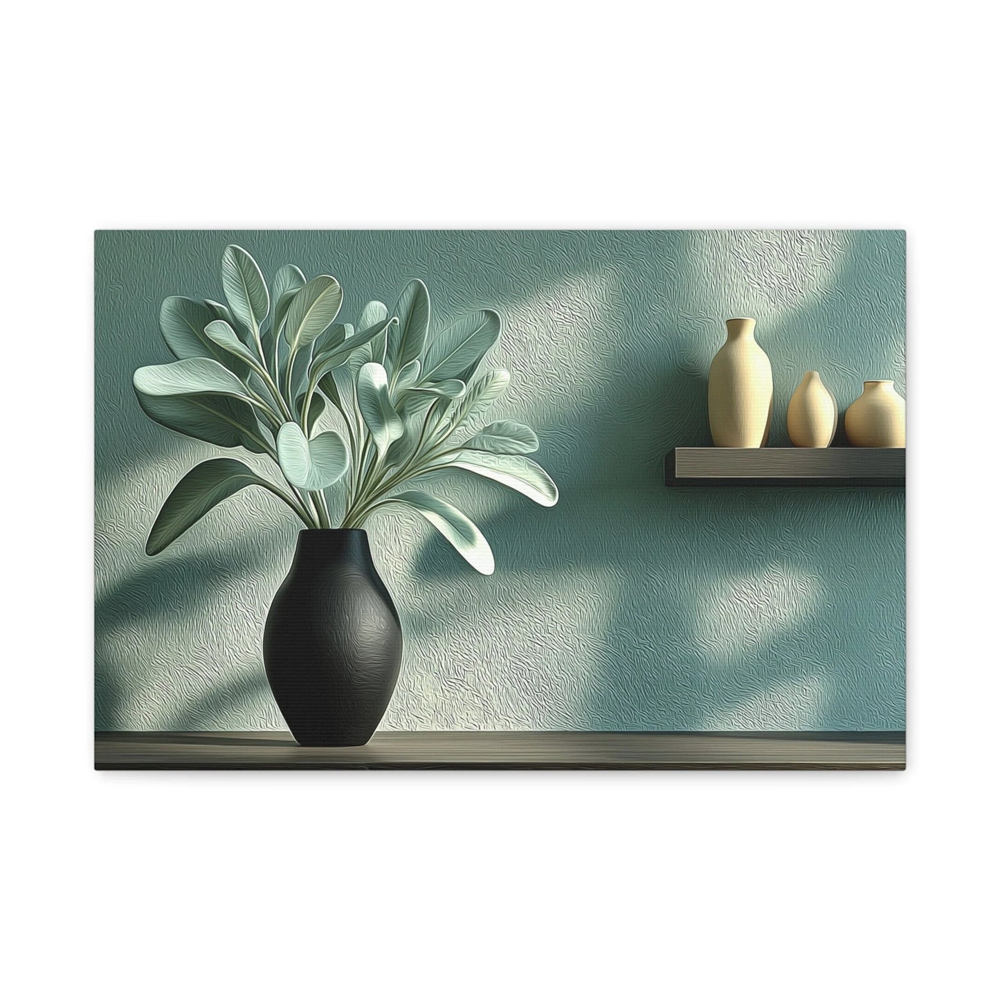 Tableau Cuisine Vert Sauge et Noir - Sauge en Vase Noir