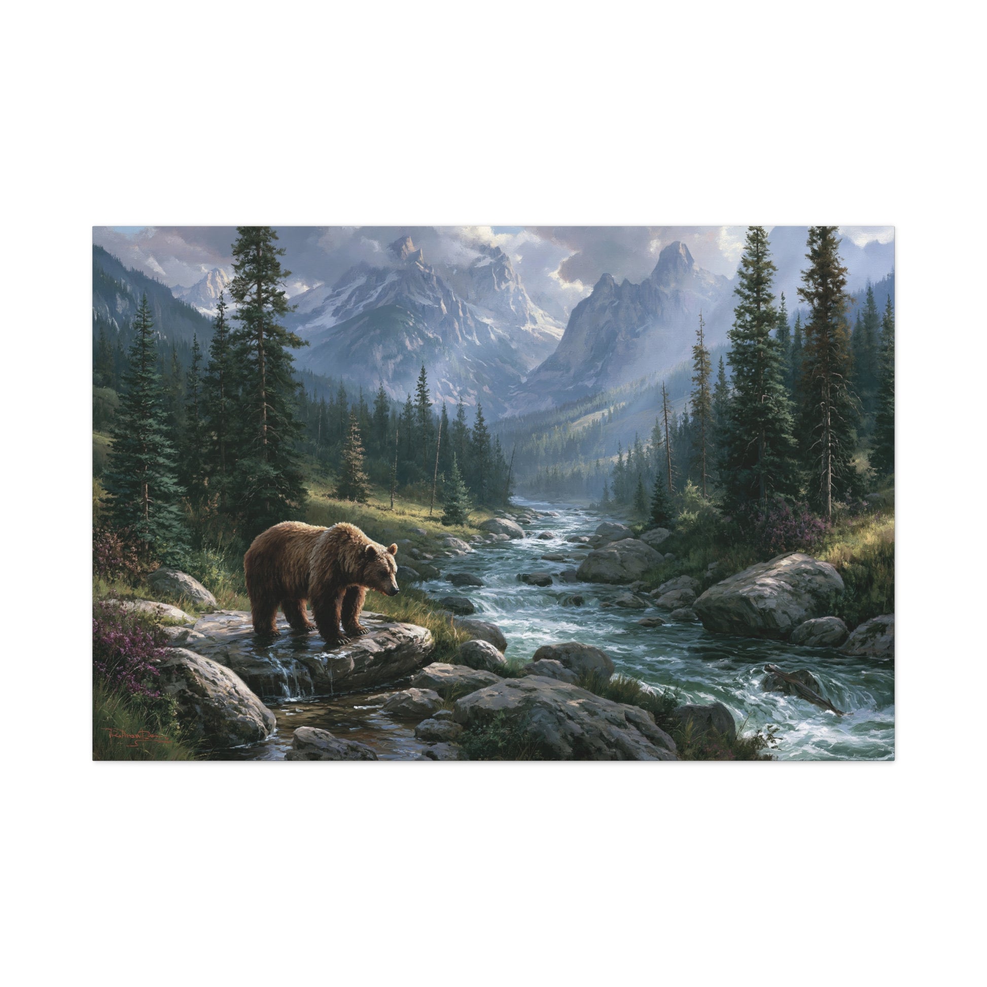 Tableau Grizzly sur Rocher - Force Minérale - format XXL