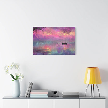 Tableau Crépuscule violet format horizontal grand pan de mur
