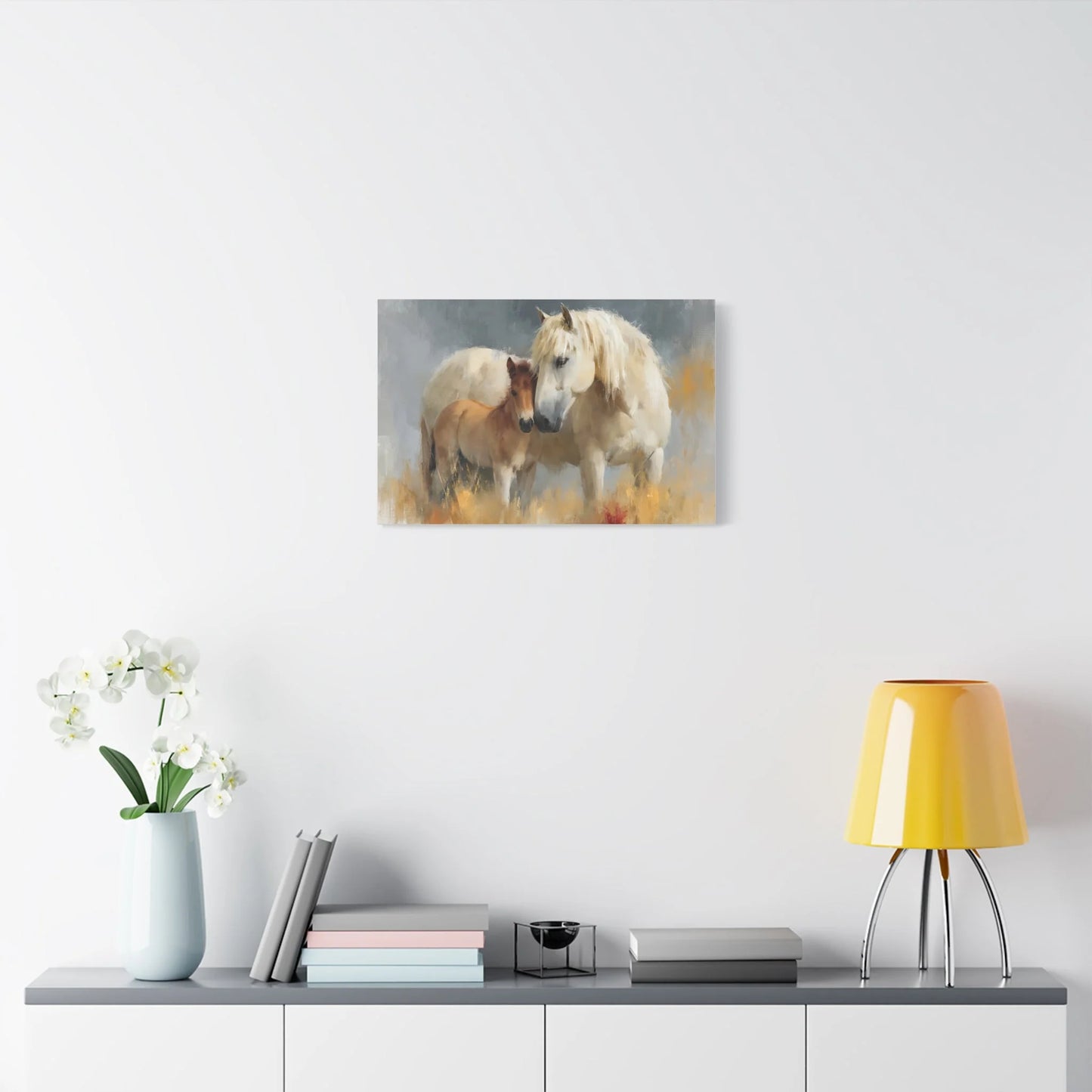 Ambiance familiale - tableau jument poulain