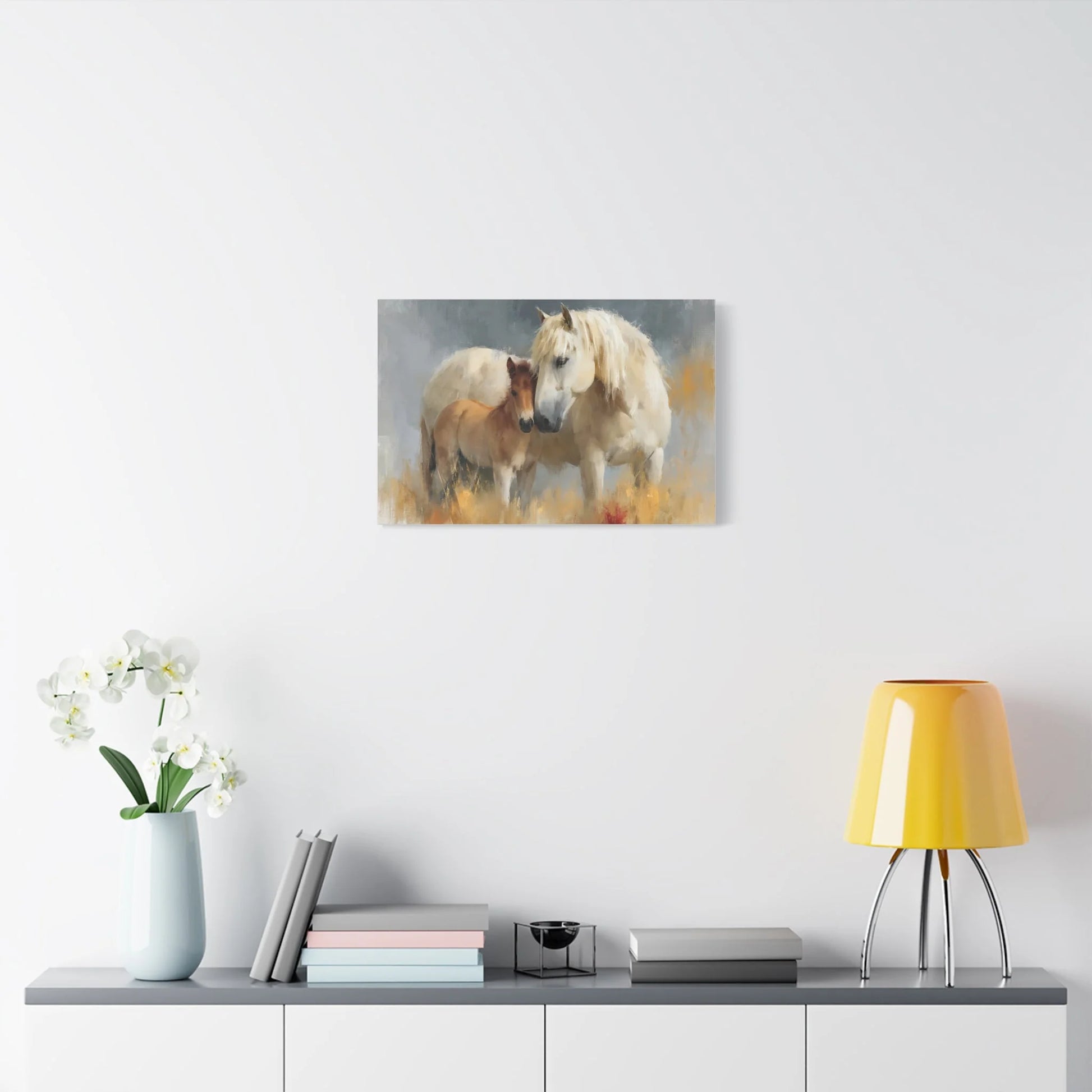 Ambiance familiale - tableau jument poulain