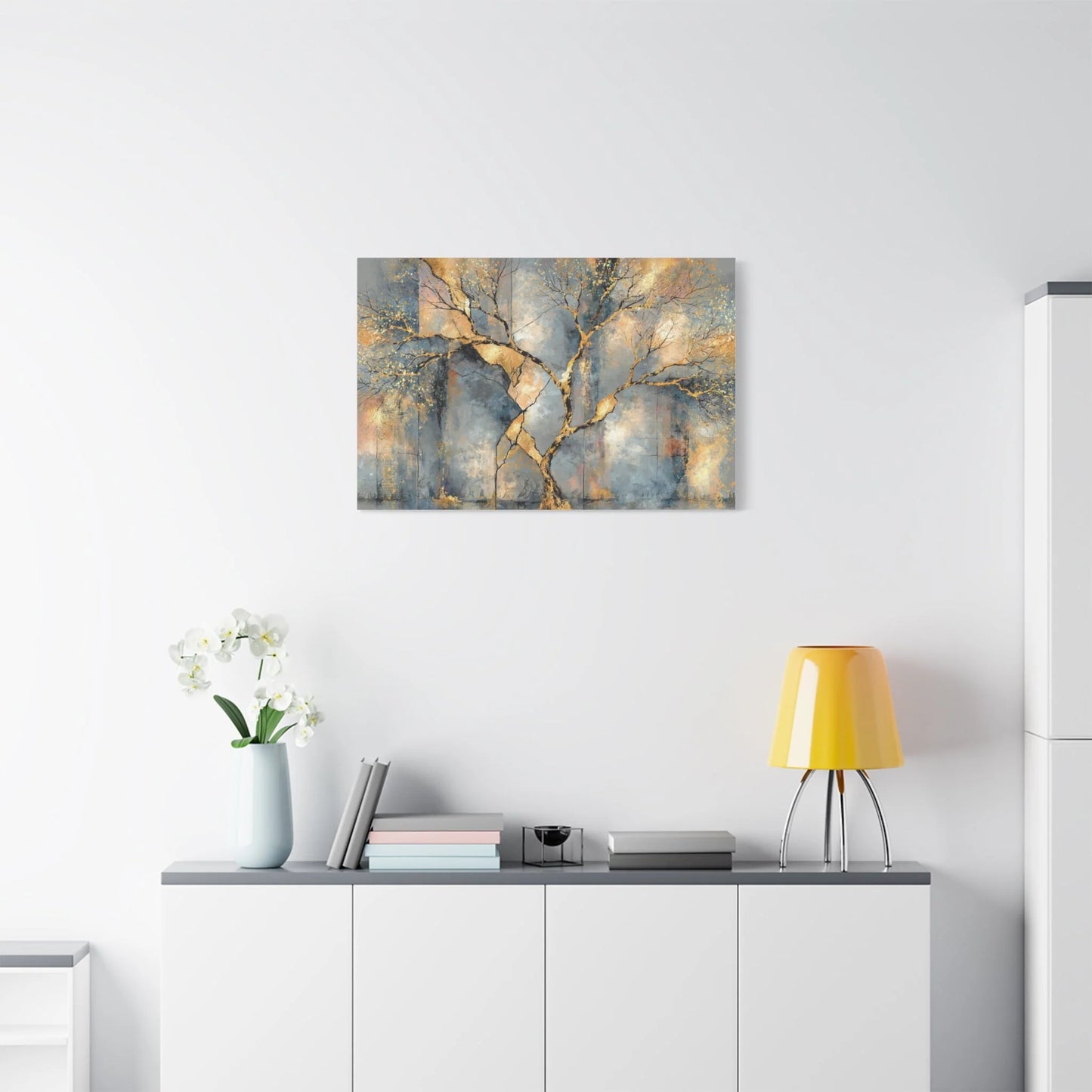 Tableau Tableau gris doré ambiance contemporaine