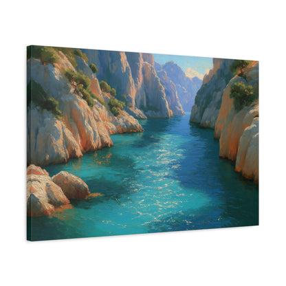 Calanques mediterraneennes avec falaises rocheuses pins et eau turquoise - Art Virtuoso - vue 12/20