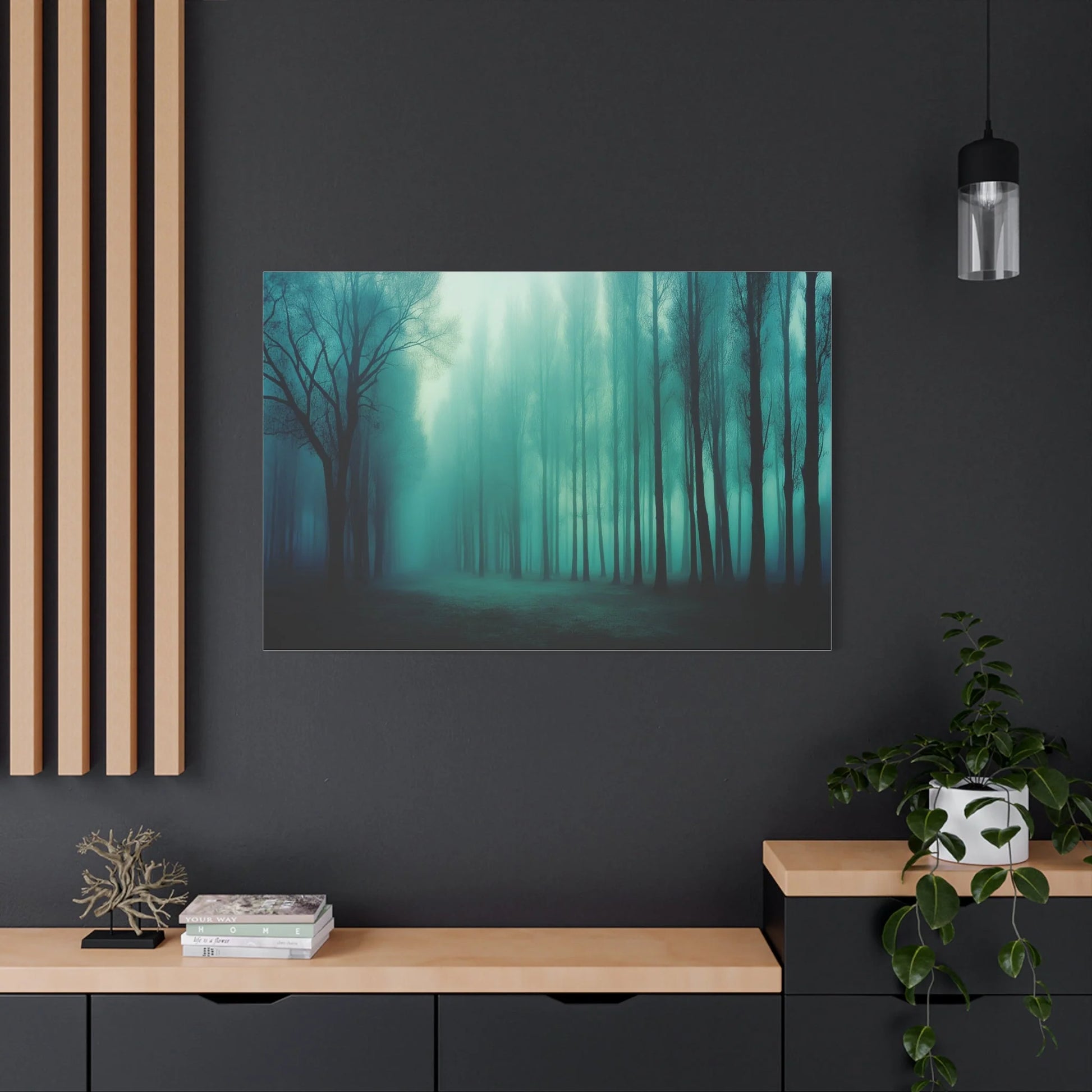 Tableau Forêt Vert Sauge - Brume des Sous-Bois — Art Virtuoso