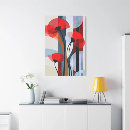 Tableau Coquelicot Minimaliste - Design Scandinave - vue mur grande hauteur