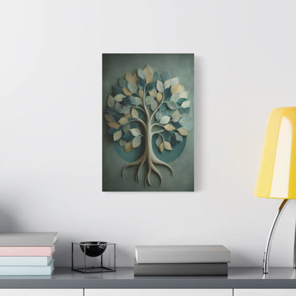 Tableau Arbre de vie vert sauge dans un cabinet de soins