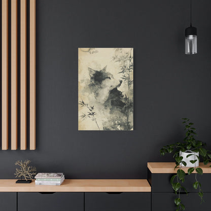 Tableau Loup Sumi-e - Encre du Mont Fuji - format XXL pièce de réception
