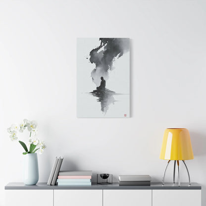 Tableau Calligraphie Bouddhique - Sagesse en Sumi-e - grand format salon spacieux