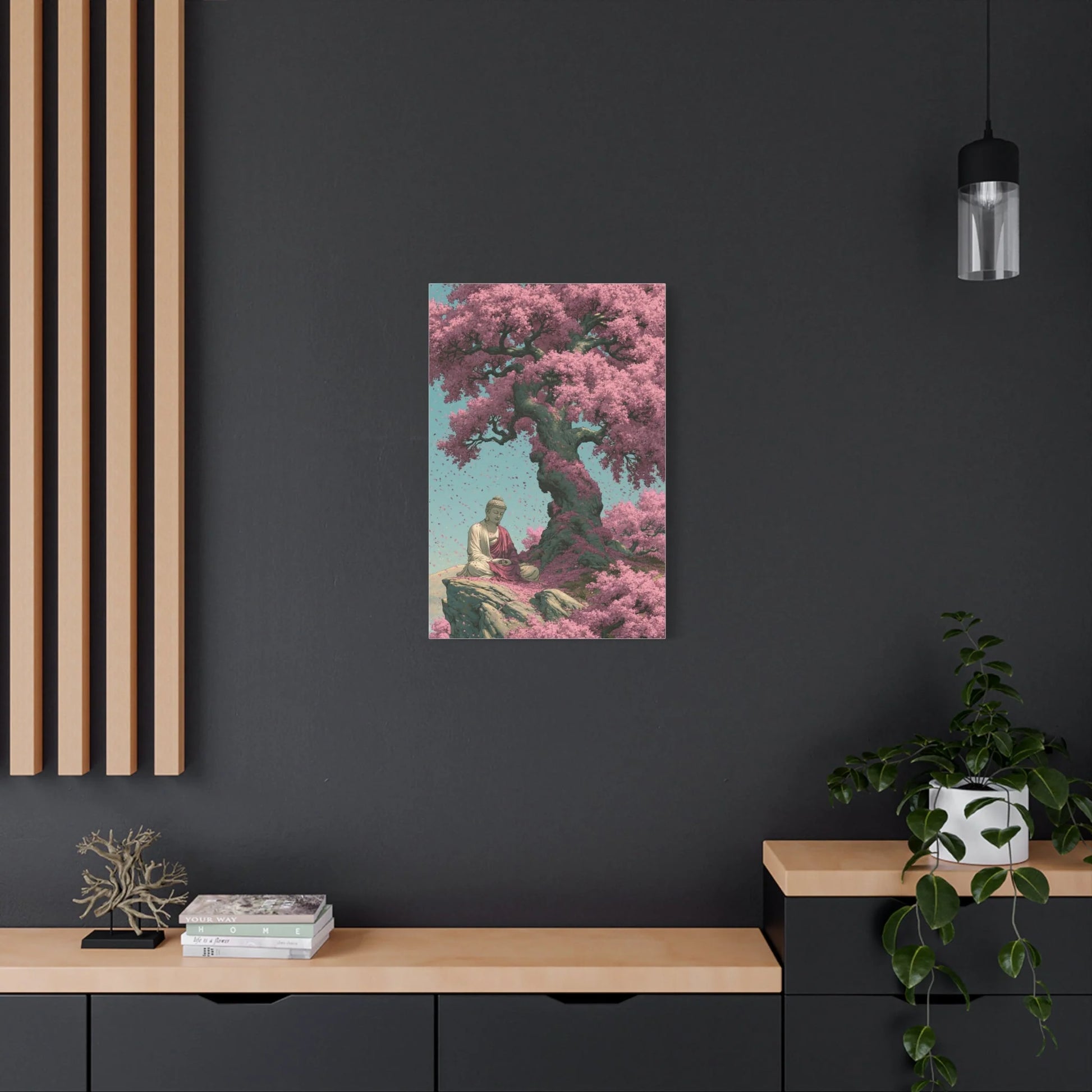 Tableau Bouddha Sakura - Cerisier en Fleurs Japonais - vue intérieur architecte