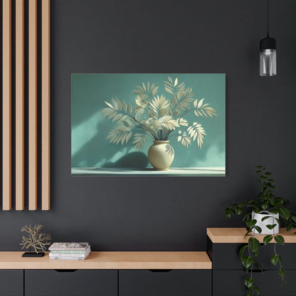 Tableau Vert Sauge Clair - Feuillages Ivoire — Art Virtuoso