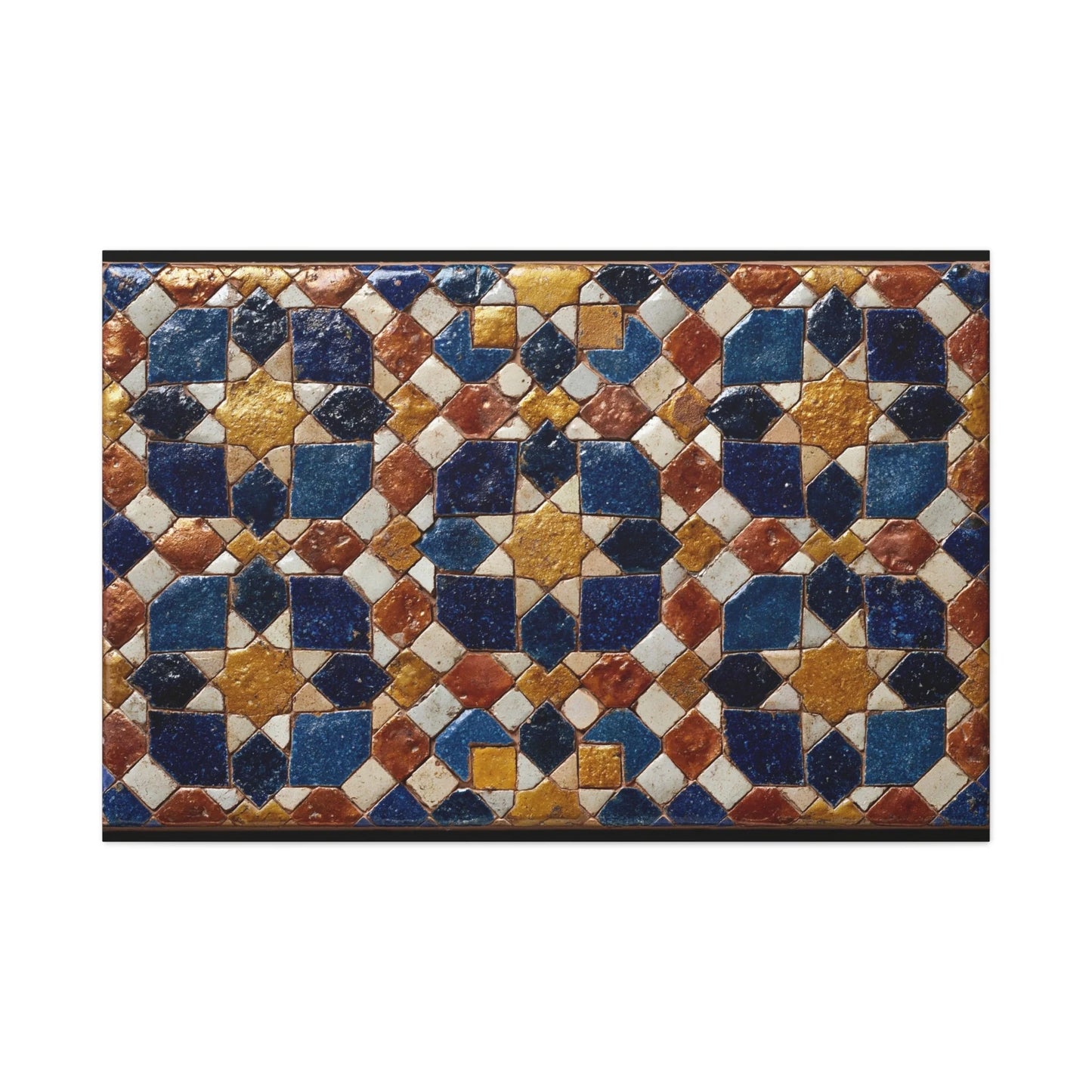 Tableau en Mosaïque Alhambra Bleu - Jardin de Zellige - mise en scène entrée moderne