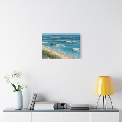Vagues modernes en lignes bleues avec ecume blanche et plage stylisee - Art Virtuoso - vue 10/20
