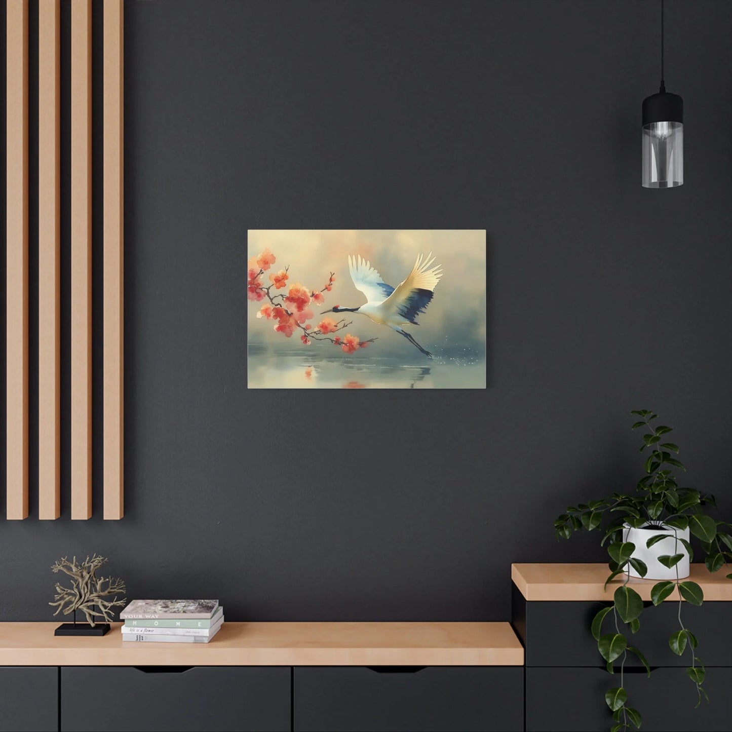 Tableau Grue cerisier sur toile de coton 470 g/m²