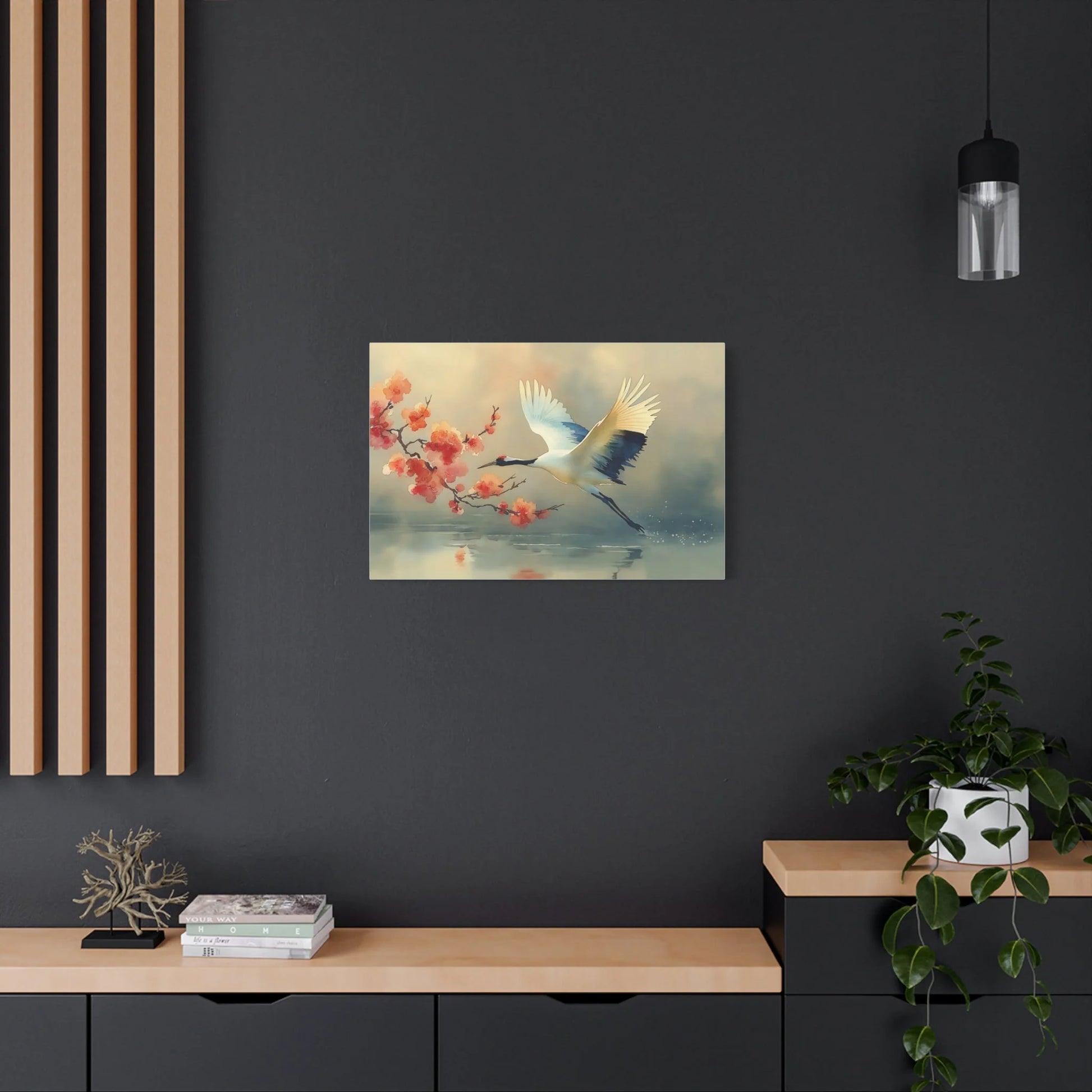 Tableau Grue cerisier sur toile de coton 470 g/m²