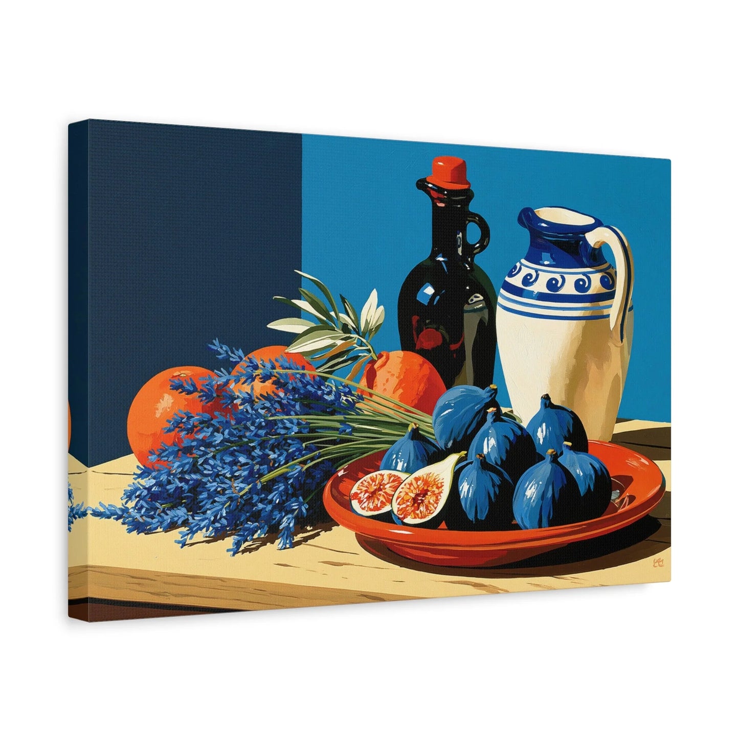 Tableau Nature Morte Figues Lavande Terracotta - Midi Parfumé - ambiance chambre adolescent