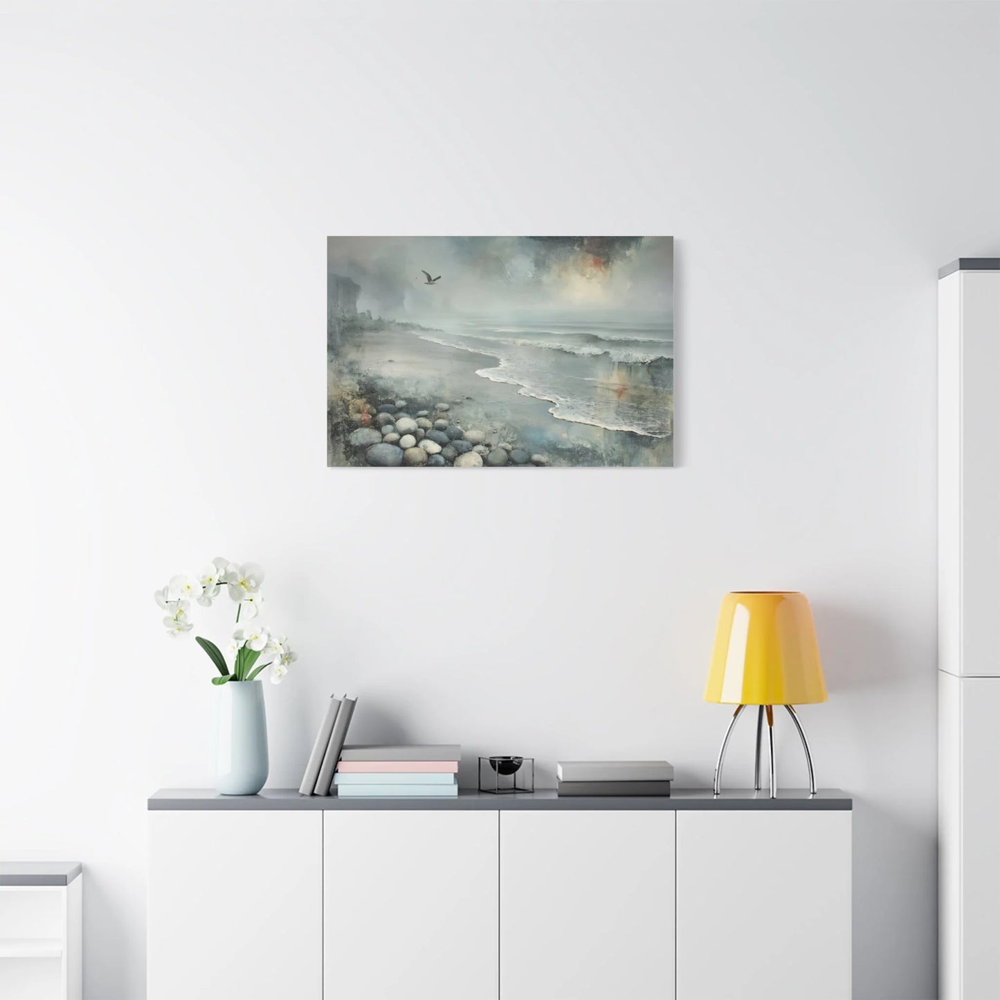 Tableau Tableau plage gris ambiance scandinave