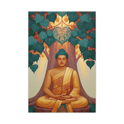 Tableau Bouddha sous l'Arbre Bodhi - Éveil de Bodh Gaya - ambiance bureau créatif