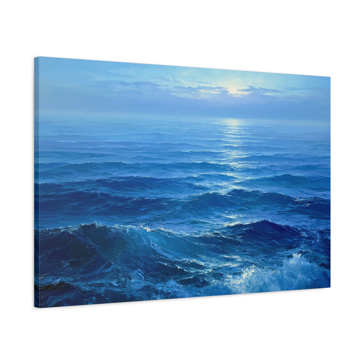 Ocean bleu profond avec vagues et lumiere claire sur l horizon - Art Virtuoso - vue 15/20