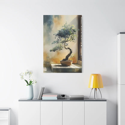 Tableau Bonsaï zen dans un salon contemporain