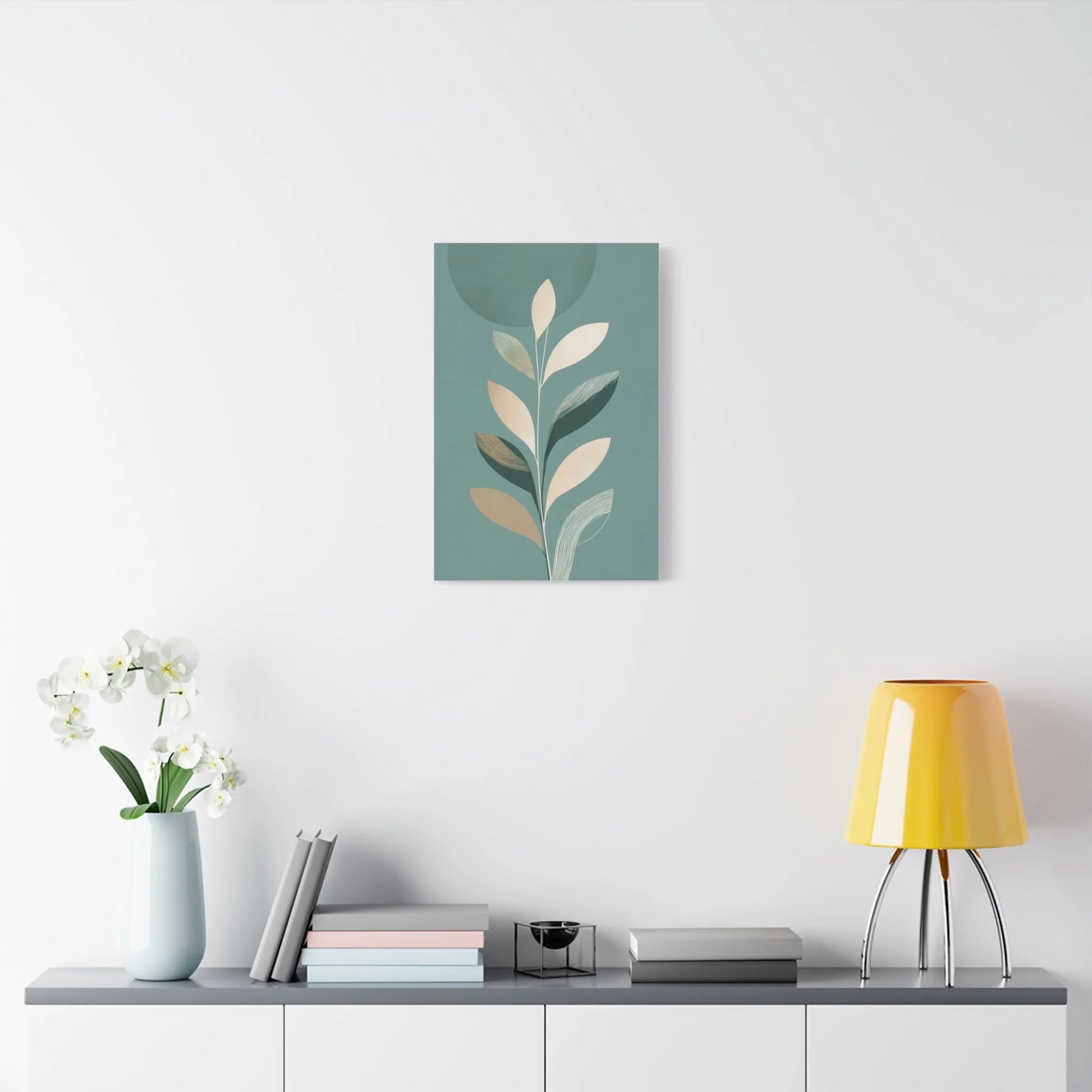 Tableau Botanique épurée vert sauge atmosphère contemporaine