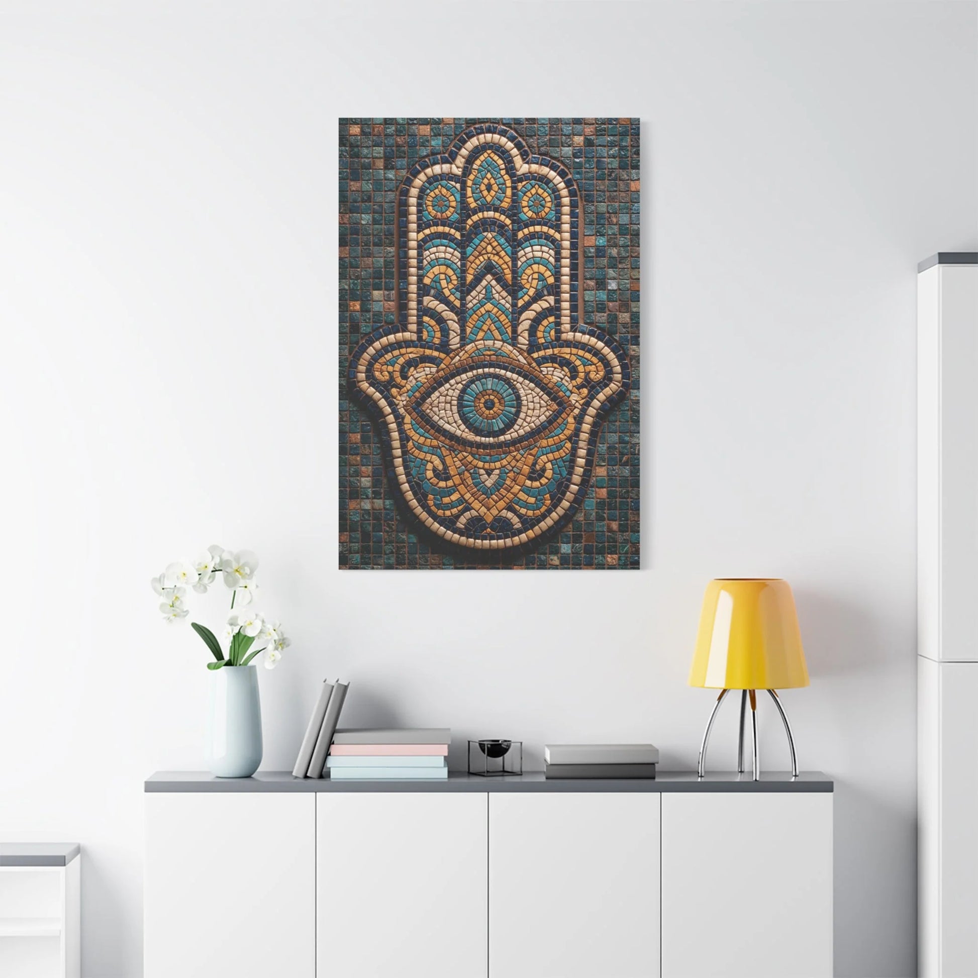 Tableau en Mosaïque Main de Fatima - Khamsa Protectrice - vue mur grande hauteur