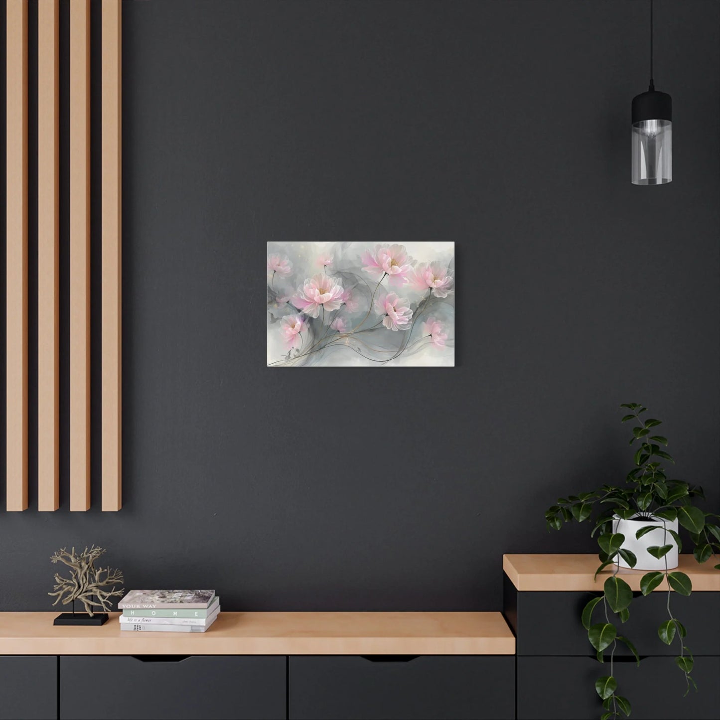 Tableau Détail des pétales rose pâle aux cœurs dorés
