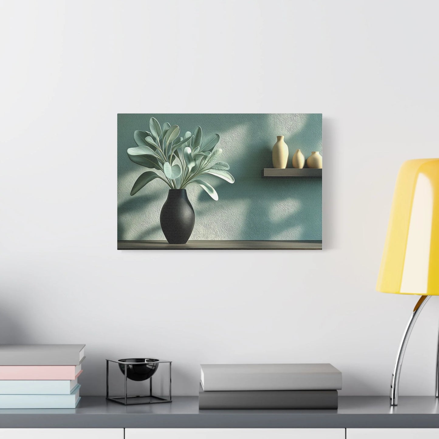 Tableau Bouquet sauge dans une salle à manger boutique