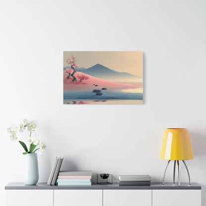 Tableau Rose zen format horizontal grand pan de mur