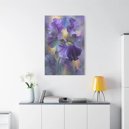 Tableau Iris violet dans un salon contemporain