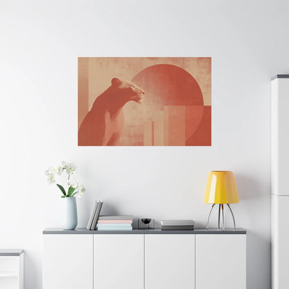 Tableau décoration murale terracotta — lion stylisé format horizontal