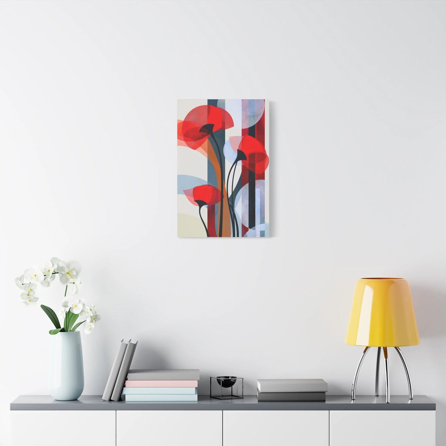 Tableau Coquelicot Minimaliste - Design Scandinave - ambiance chambre adulte