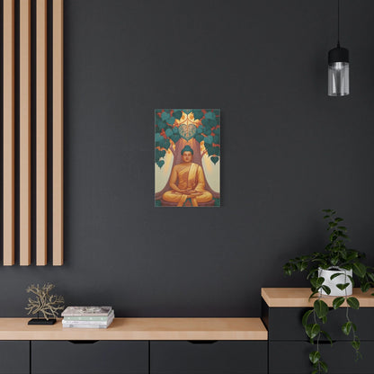 Tableau Bouddha sous l'Arbre Bodhi - Éveil de Bodh Gaya - décor pièce à vivre lumineuse