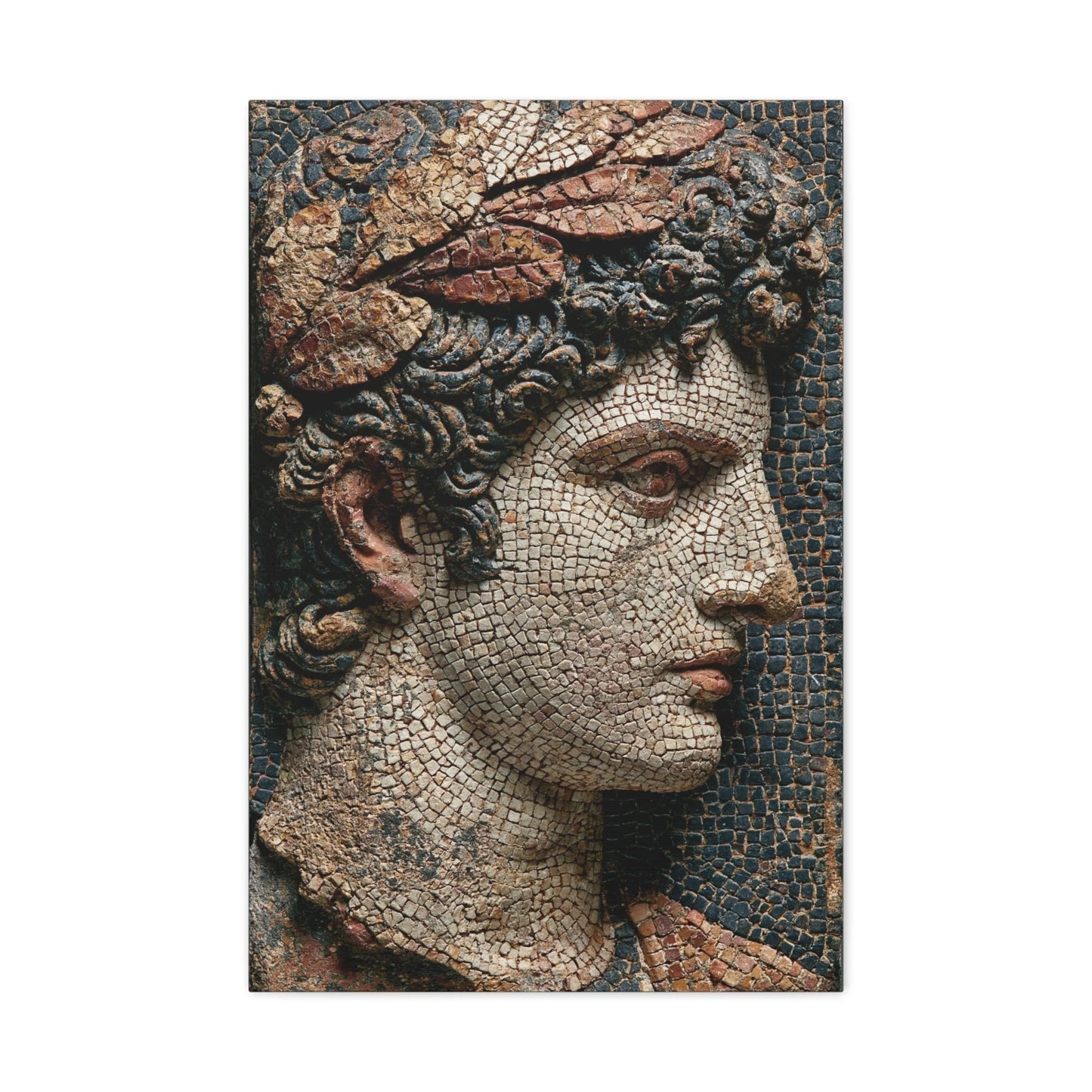 Tableau en Mosaïque Buste Grec Antique - Profil de Marbre - intégration salon scandinave