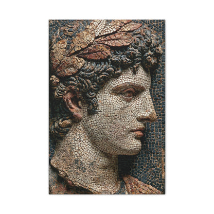 Tableau en Mosaïque Buste Grec Antique - Profil de Marbre - intégration salon scandinave