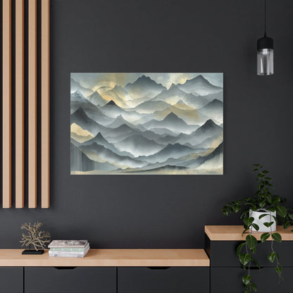 Tableau Montagne en Brume Gris - Cercles Tibétains — Art Virtuoso
