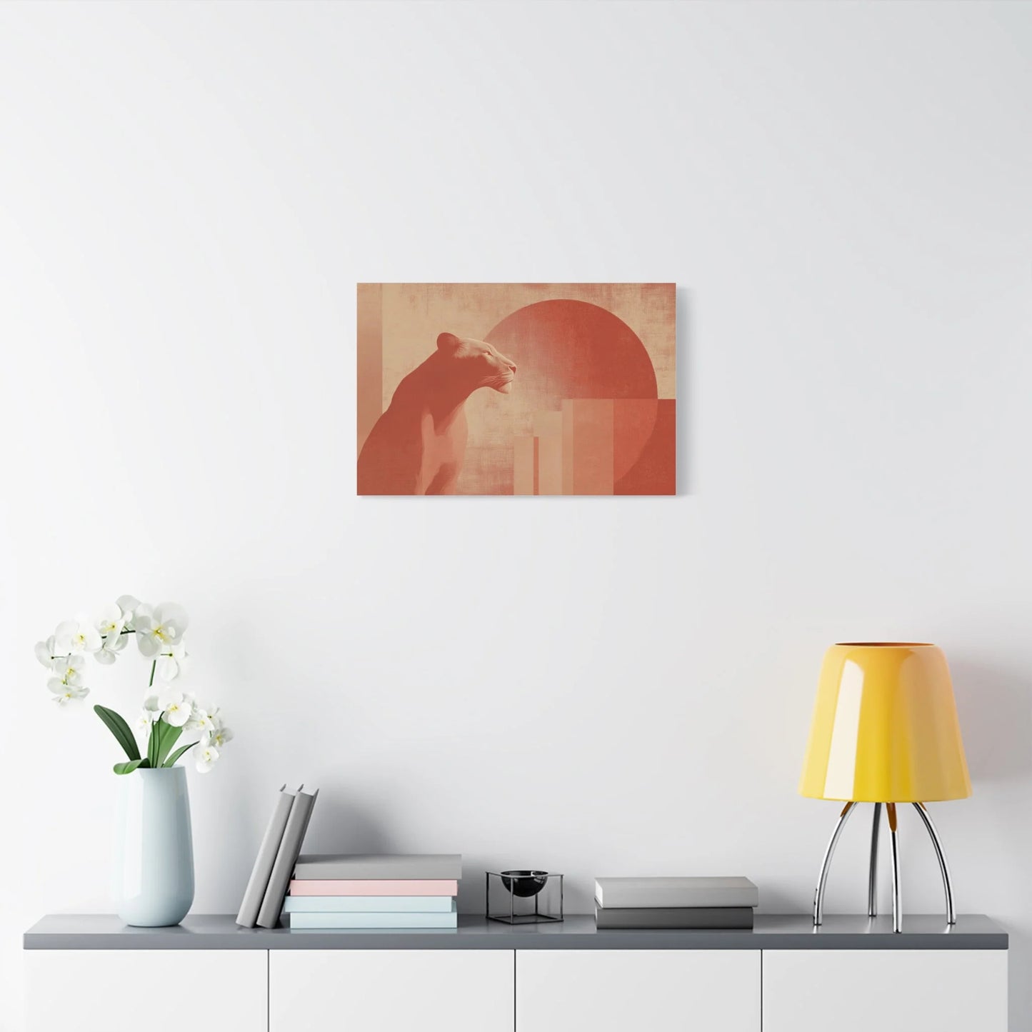 Tableau décoration murale lion dans un salon contemporain