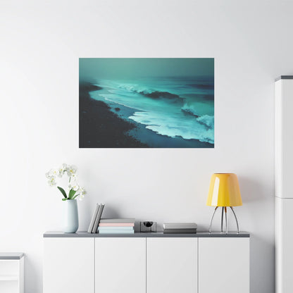 Tableau Mer vert sauge dans un salon contemporain