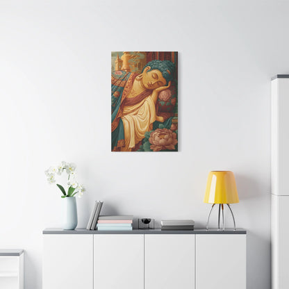 Tableau Bouddha Couché - Paix du Parinirvāna - ambiance loft haut de plafond