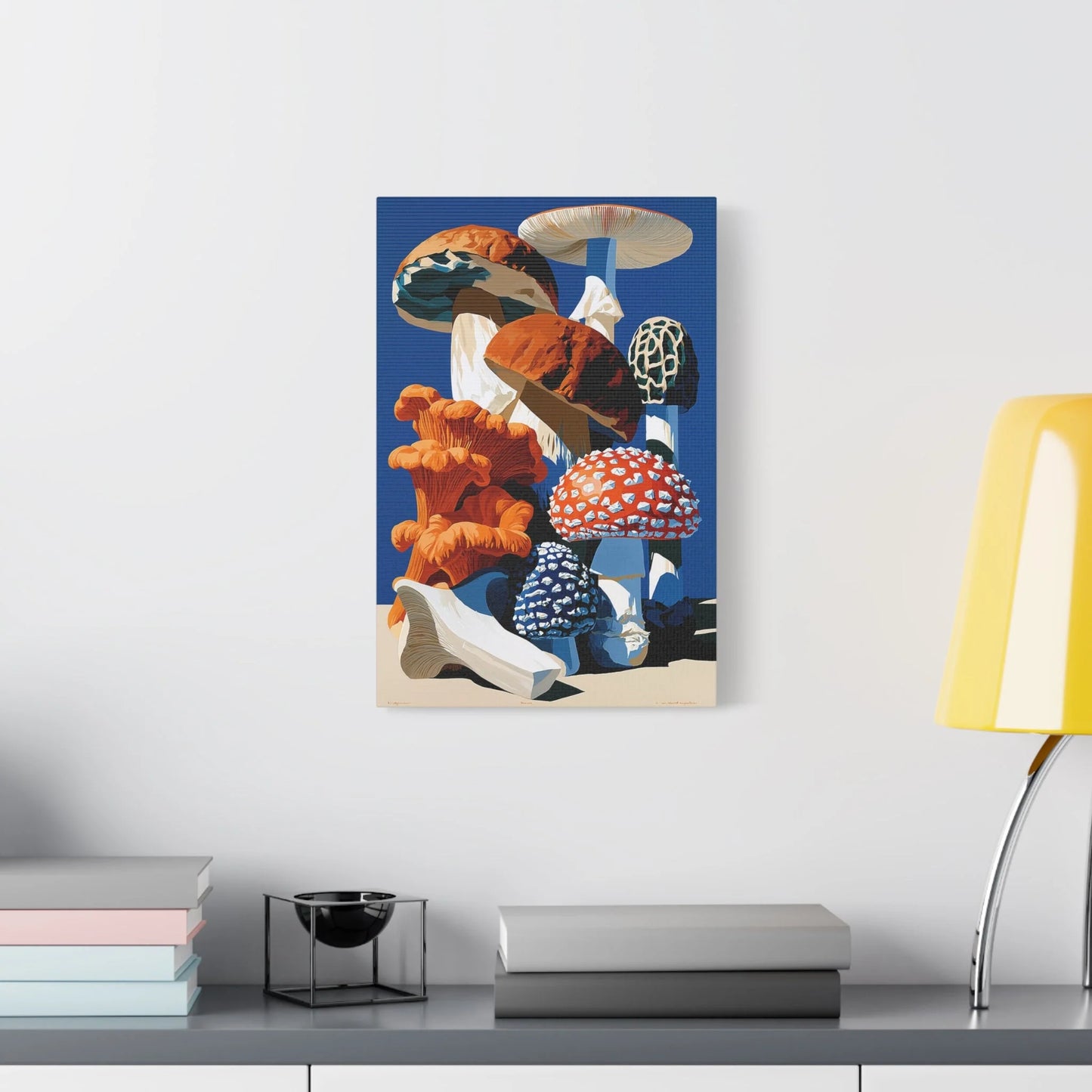 Tableau Nature Morte Planche Botanique Champignons - Cabinet Forestier - décor salon contemporain bois