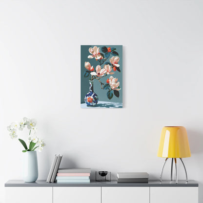 Tableau Nature Morte Magnolia Japonais - Branche en Silence - ambiance chambre adulte