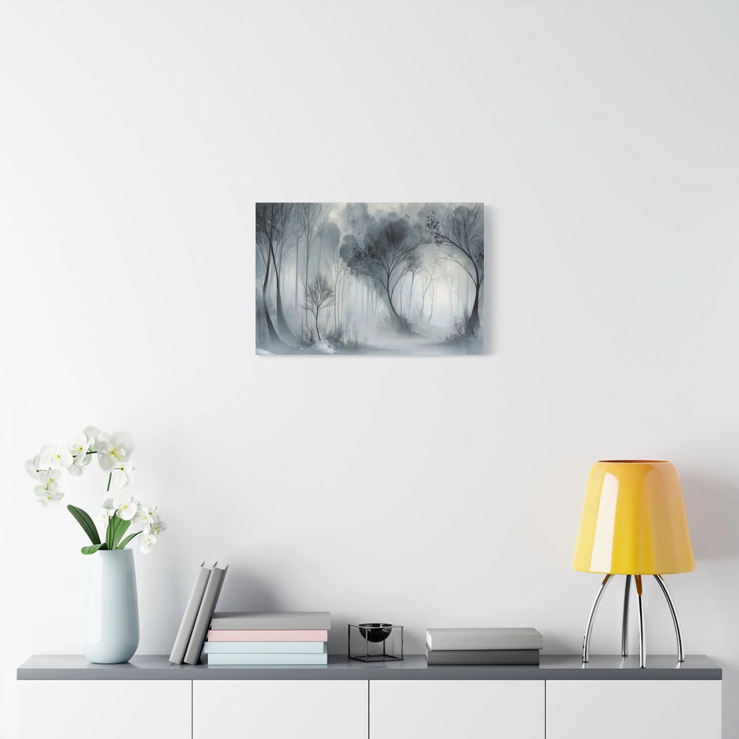Tableau Forêt brume esprit illustration nordique