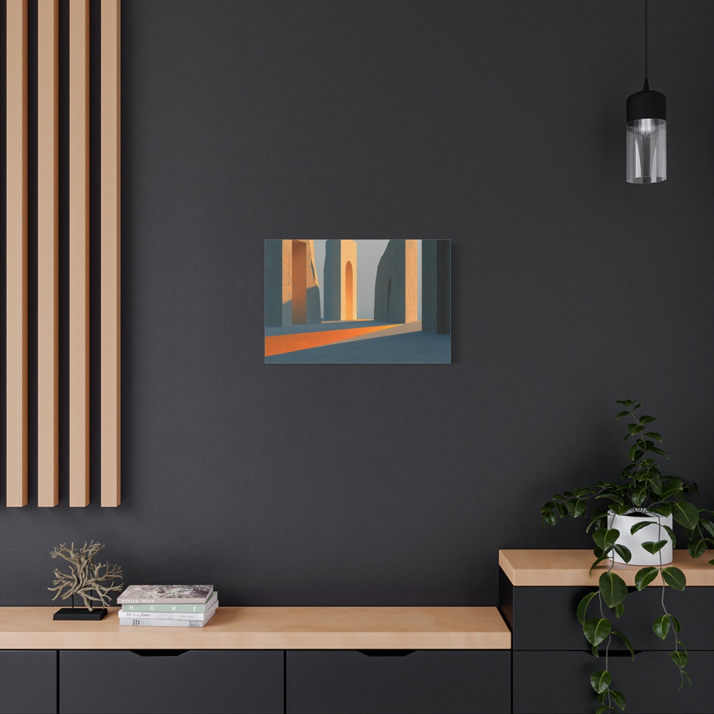 Grand Tableau Beige Or Portique Soleil