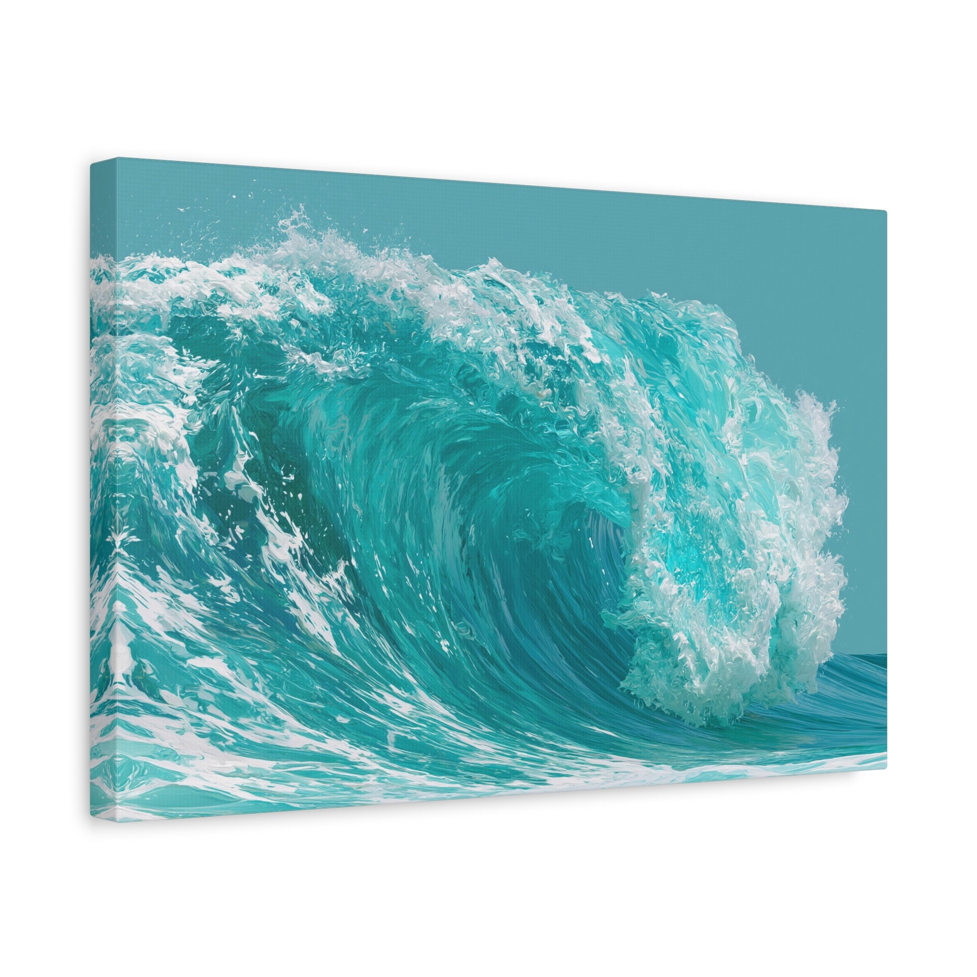 Grande vague turquoise graphique avec rouleau et ecume blanche - Art Virtuoso - vue 6/20