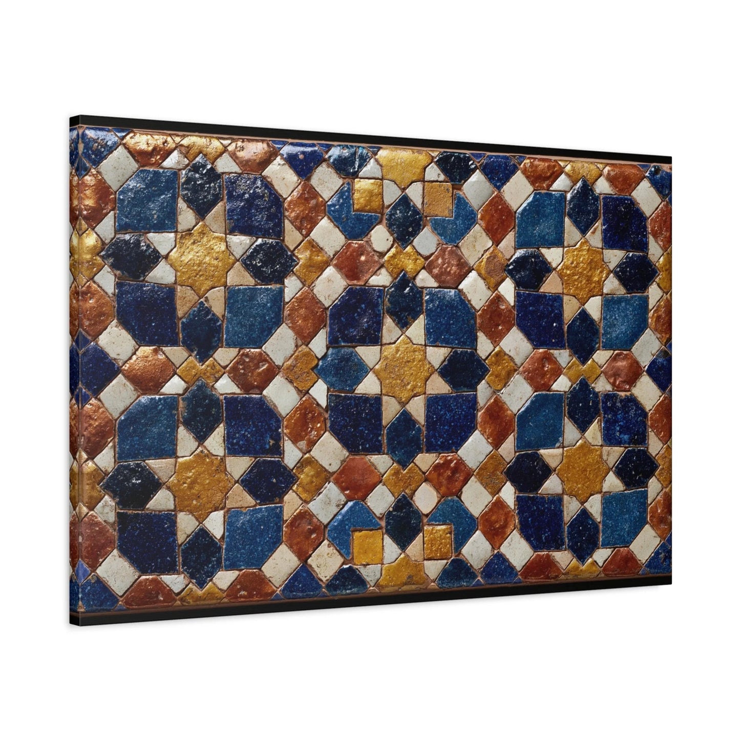 Tableau en Mosaïque Alhambra Bleu - Jardin de Zellige - décor mural panoramique