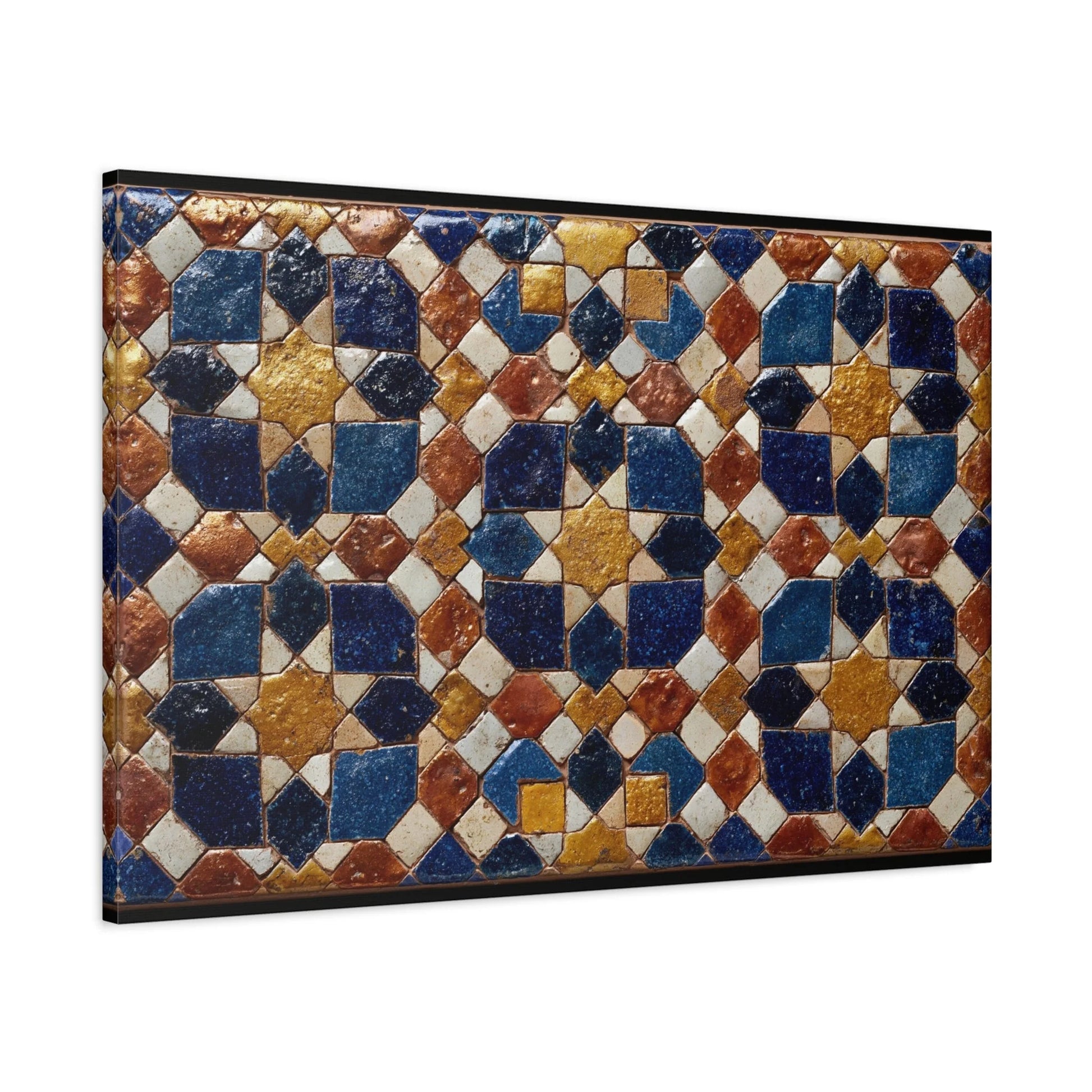 Tableau en Mosaïque Alhambra Bleu - Jardin de Zellige - décor mural panoramique