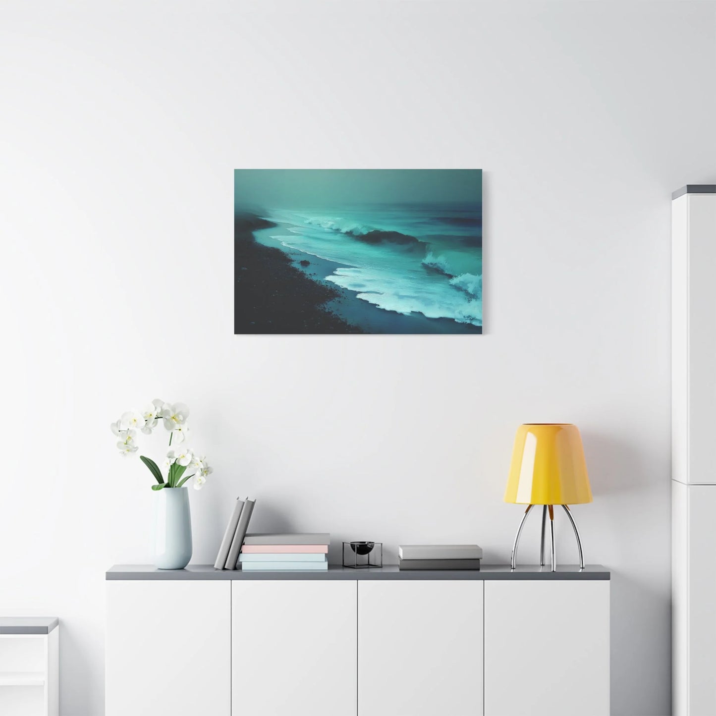 Tableau Tableau mer vert sauge ambiance Islande