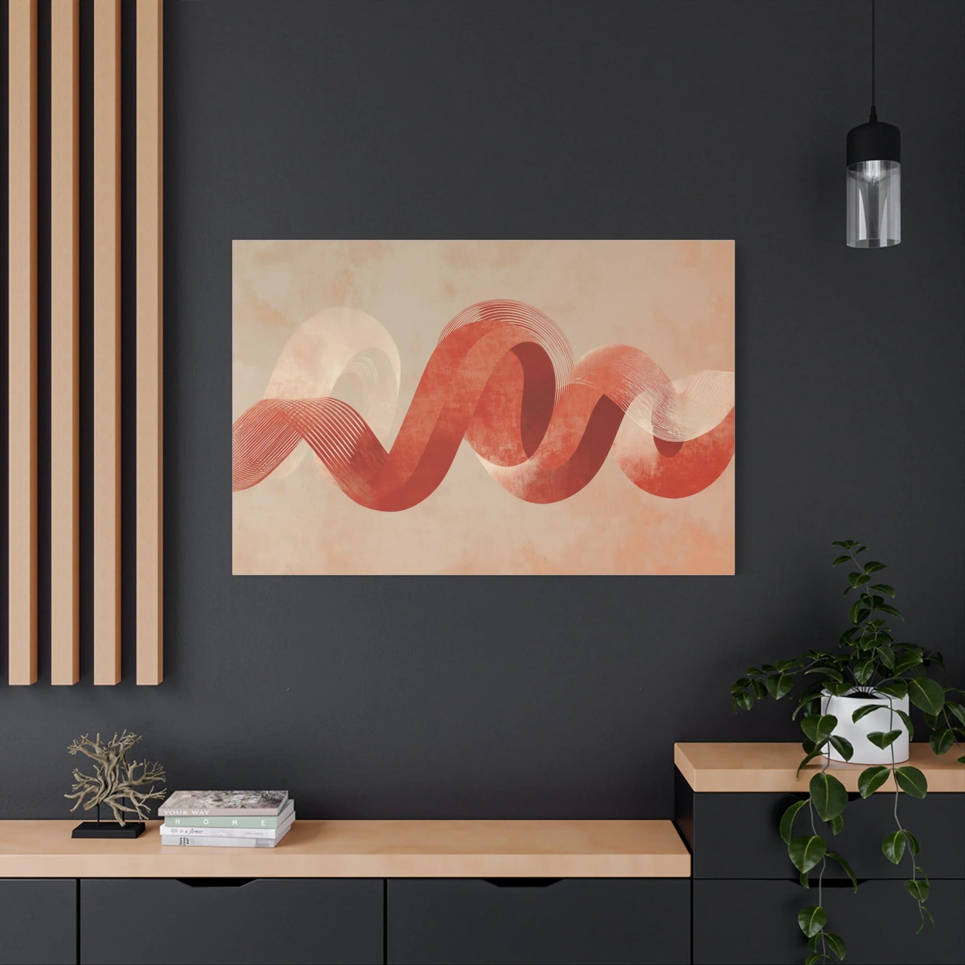 Tableau Calligraphie Ornementale Terracotta - Le Geste Suspendu — Art Virtuoso